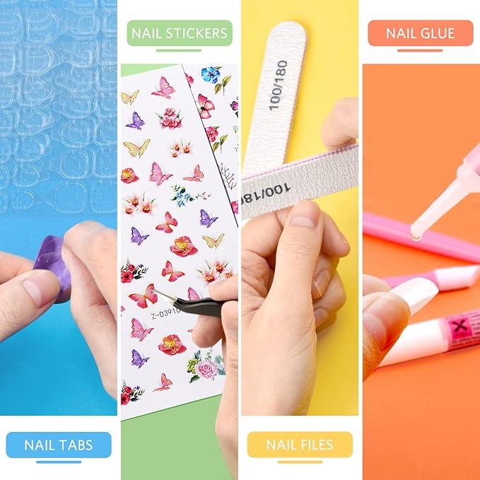 720PCS Coffin Press On Nails, TsMADDTs 24 Colors Acrylic Medium Short Ballerina False Nails Tips with Glue, File, Tabs, Stickers and Tweezer for Art DIY