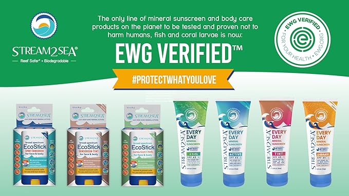 STREAM2SEA EcoStick SPF 35 Mineral Sunscreen Stick, Sweat Water Resistant Sunblock, USDA Approved Biodegradable Paraben Free Reef Safe Sunscreen Protection Against UVA UVB (EcoStick Tint) - 0.5 oz