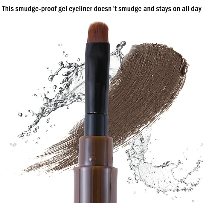 Boobeen Eyeliner Waterproof Gel Eyeliner Smudge-proof Eye Liner Gel Makeup High Pigment Eye Makeup Set Easy to Apply Long-lasting For All Day (Dark Brown)