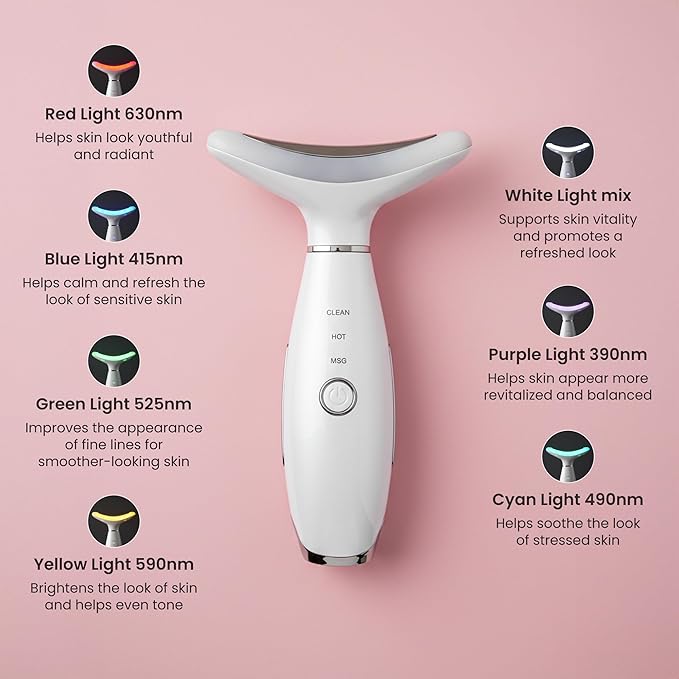 KLY Beauty 7-in-1 Beauty Facial Massager for Face and Neck – Thermal & Vibrating Facial Tool for Wrinkle Reduction, Skin Firming, Skin Lifting and Skin toning| With Retinol Collagen Creme