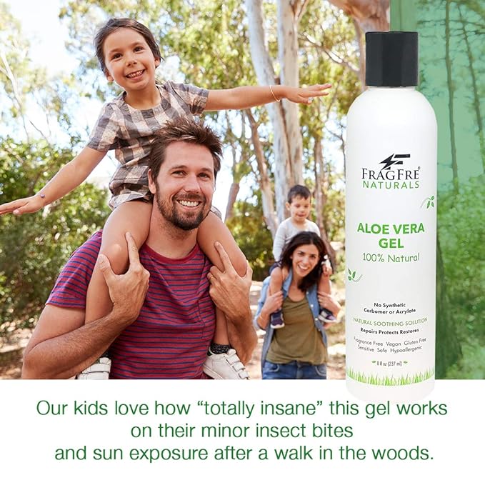 All-Natural Aloe Vera Gel 8 oz (2-Pack Gift Set) - No Synthetic Carbomer or Acrylate - 100% Natural Aloe Vera Soothing Gel - After Sun Exposure Skin Care - Fragrance Free Vegan Gluten Free