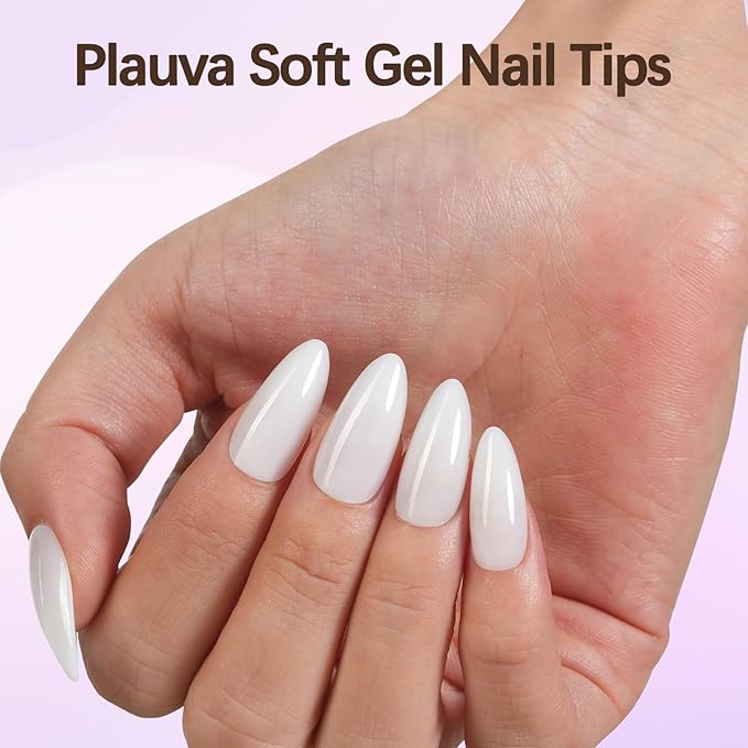 Medium Almond Press On Nails, 5 Colors Pre-Lasting Soft Gel Nails Tips, 150Pcs Natural Fake Nails for Nail Art DIY 15 Sizes