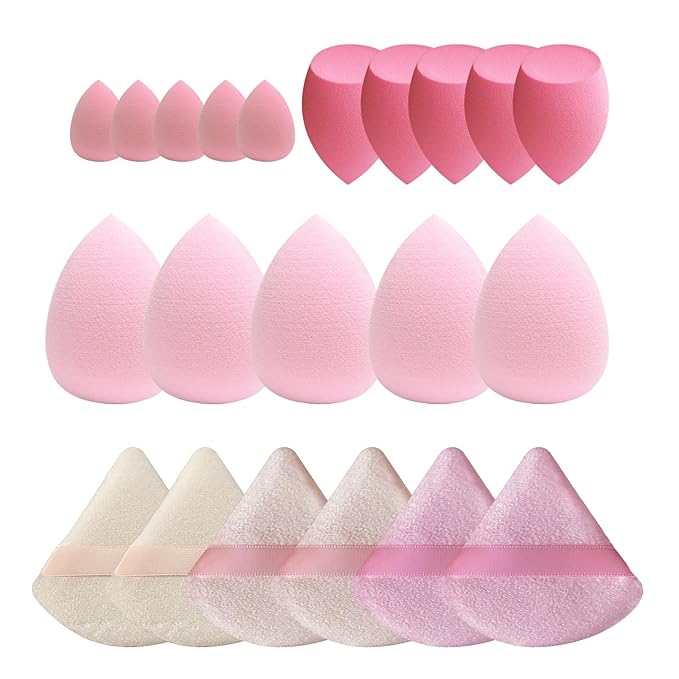 21 pcs Beauty blender Makeup Sponge Bulk:Blender Sponges 21 Pcs for Liquid, Cream, and Powder, Multi-colored Pink make up sponges for foundation