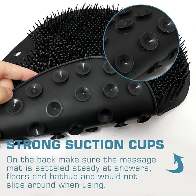 Shower foot scrubber mat back