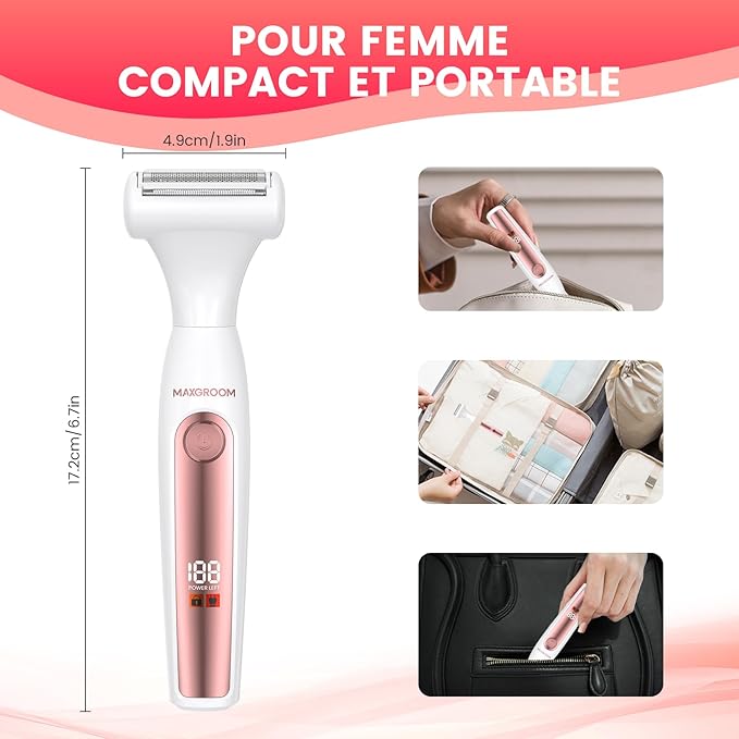 Bikini Trimmer for Women, All-in-ONE Waterproof Lady's Electric Razor Shaver and Facial Hair Removal, Rechargeable Body Hair Trimmer Grooming Sets for Leg, Armpit, Face, Eyebrow (White)