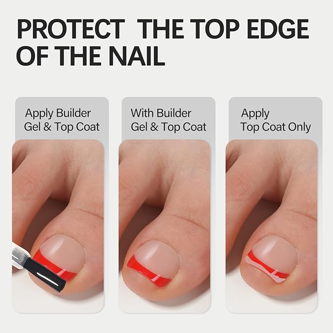 Vansiho Red French Tips Press on Toenails Short, Toenail Press on Square for Women, Soft Gel Fake Toenails, Acrylic Nails Soak off Toenail Home DIY 15 Sizes