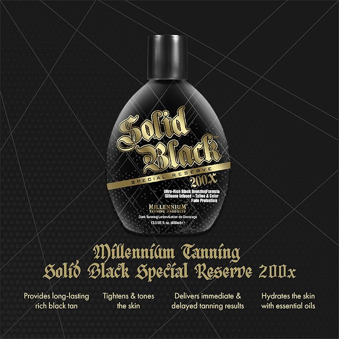 Millennium Tanning Solid Black Special Reserve 200X Tanning Lotion, 13.5 Ounces, 3-pack