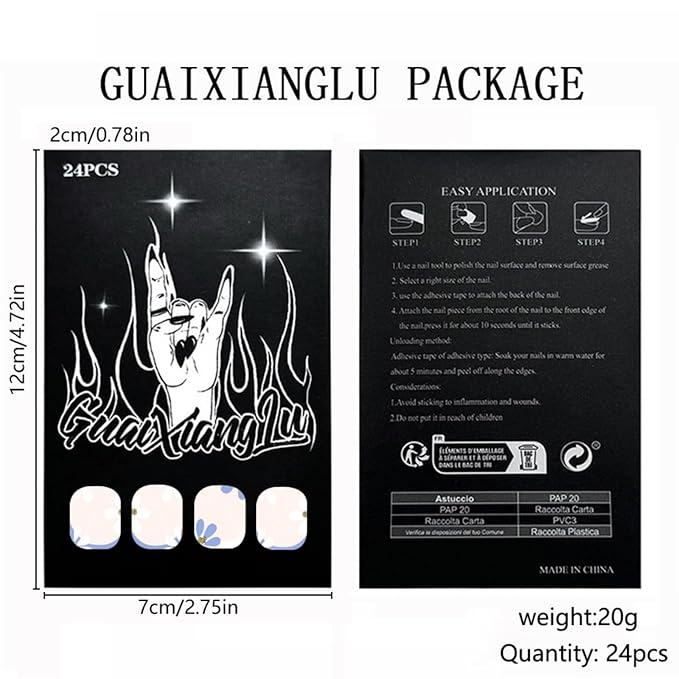 Flower Press on Nails Short Square Fake Nails French Tip False Nails Full Cover Glossy Acrylic Glue on Nails Spring Summer Cute Daisy Stick on Nails Nude Aritificial Nails for Women Manicure 24 Pcs