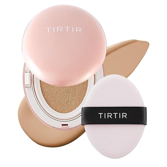 TIRTIR Mask Fit All Cover Pink Cushion Foundation | High coverage, Velvety Matte Finish, Lightweight, Flawless, Corrects Redness, Korean Cushion (#25N Mocha, Full Size, 0.63 Fl Oz)