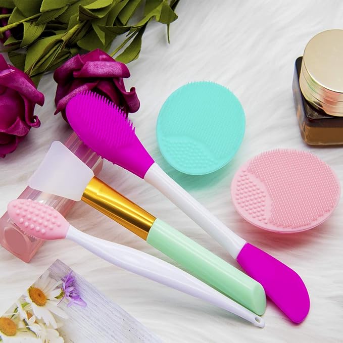5PCS Silicone Scrubber Set, Lip & Face Cleansing Brush and 2PCS Exfoliating Face Brush for Men & Women
