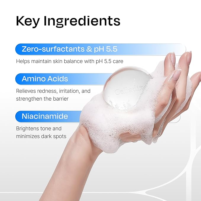 Celladix Crystal Facial Cleansing Soap with Tray – Gentle Morning Cleanser for Oily Skin, 0.00% Irritation, korean skincare 3.17oz (90g) 1ea