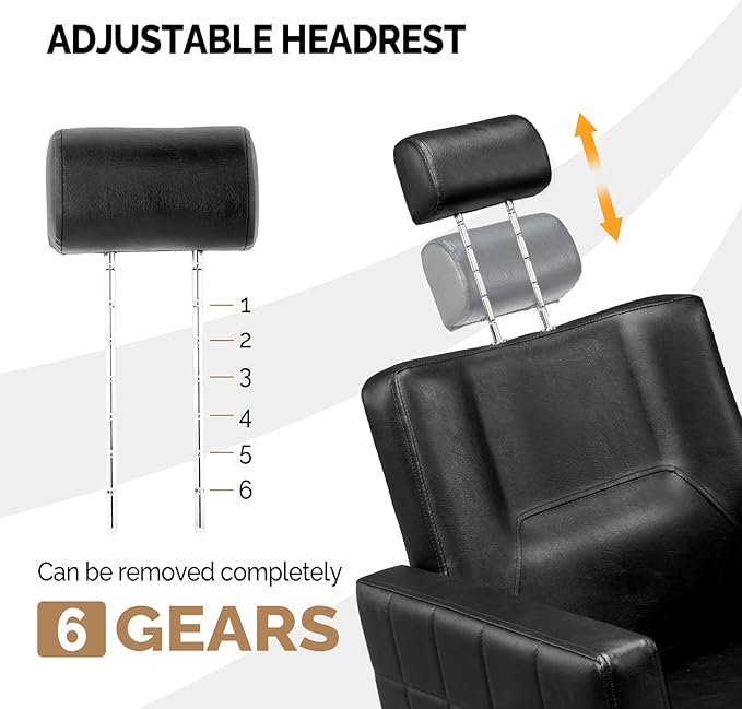OmySalon Salon Chair for Hair Stylist, Reclining Barber Chair Hairdressing Styling Chair with Adjustable headrest, Beauty Shampoo Barbershop Furniture