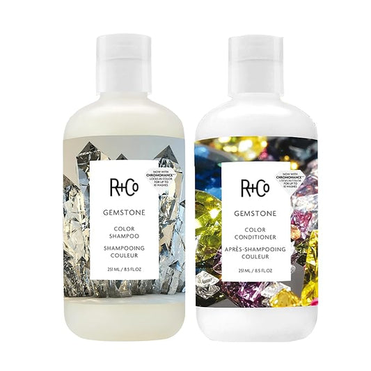 R+Co Gemstone Color Shampoo & Conditioner Set + Deluxe Sample (0.5oz) | Protects Color, Repairs & Nourishes | Vegan + Cruelty-Free | 8.5oz (Pack of 2)