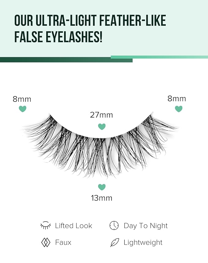 Wispy lashes natural look false eyelashes C curl fake lashes 3d Fluffy eye lashes clear band lashes Pack 7 Pairs