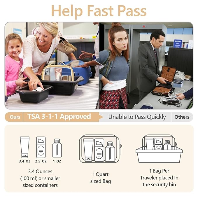 PACKISM TSA Approved Toiletry Bag - Floral Texture Lace clear Makeup Bags, Ease of Clamshell Closing, Handles and Double Zippers, 0.5 mm Thicker TSA Toiletry Bag, Multicolor