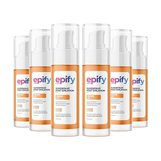 Epify Superfruit Post Epilation Papaya Gel, Hair Inhibitor for Face and Body, Non-Irritating Formula, Soothing Effect, Hair Growth Minimizer, 2.54 Fl Oz (6)