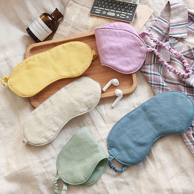 100% Pure Linen Sleep Mask Blackout Eye Mask for Sleeping, Eye Cover with Adjustable Strap - Organic Cotton Core Linen Eyes Mask Breathable for Travel - Gift for Women Men (Duck Egg Green)