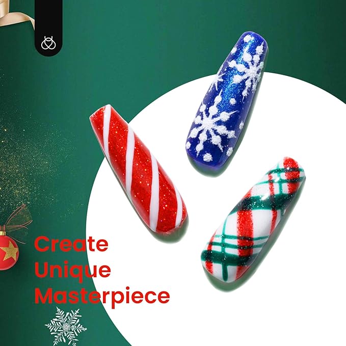 Beetles Glitter Gel Nail Polish, 6 Colors Red Green Gel Nail Polish Set Soak Off Uv LED Nail Lamp Reflective Glitter Nail Art DIY Home Nails Manicure Gifts for Women Her Girls