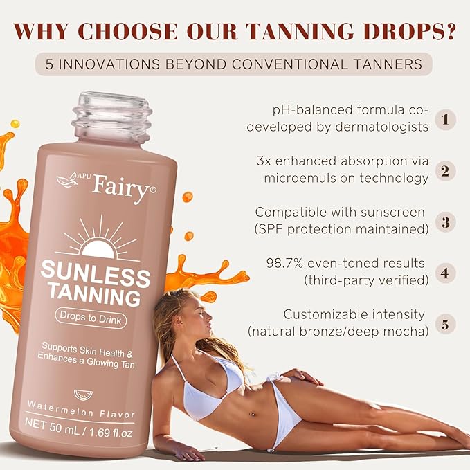 Tanning Drops to Drink - Sunless Tanning Drops To Drink - Bronze Tanning for Face and Body, Promotes Healthy Skin, Suitable for All Skin Types