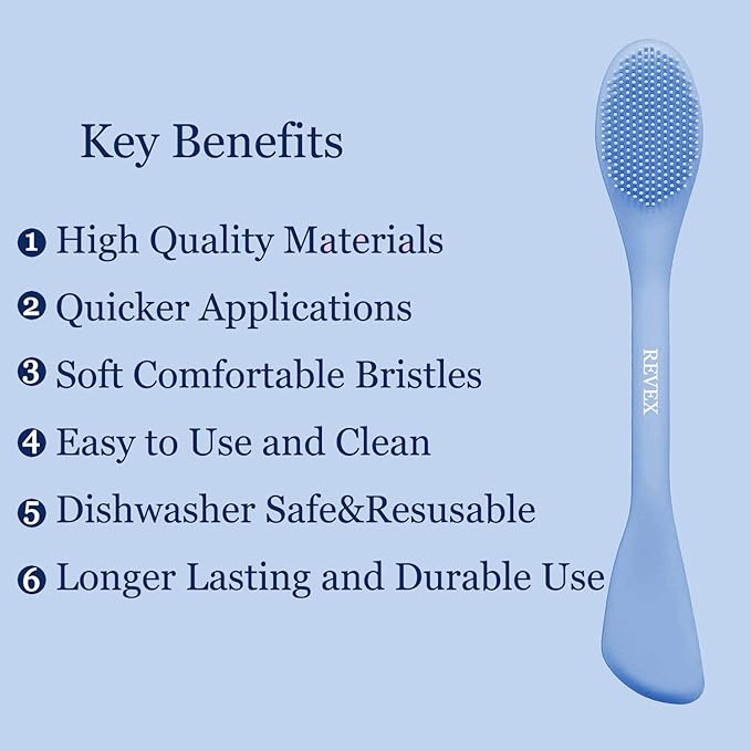 REVEX Pore Cleaning Brush,Face Scrubber,Lymphatic Drainage Massager,Silicone Face Mask Applicator,Mask Applicator Tool for Facial Mud,Contour Face Brush for Lymphatic Drainage. (Sky Blue+Gray)