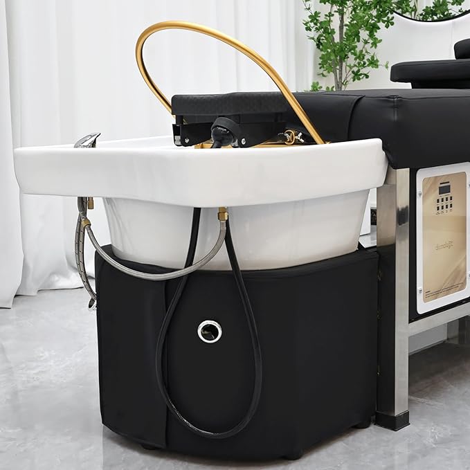 TATARTIST Head Spa Bed Head Care Shampoo Bed Head Spa Equipment Shampoo Backwash Unit with Cover Pillow Hair Salon Massage Table (Black)