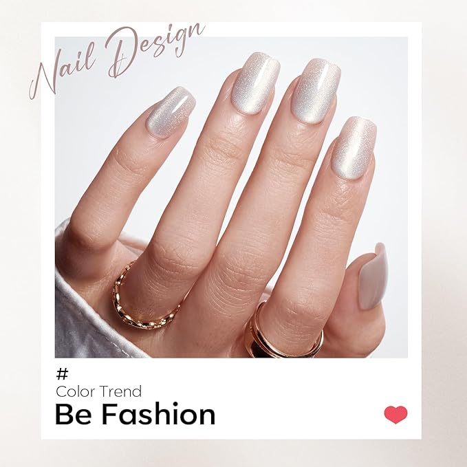 Modelones Cat Eye Press on Nails Short, Christmas Square Fake Nails, Reusable Nail Kit with Nail Glue Adhesive Tabs Mini Nail File, Nails Press Ons 32Pcs 16Sizes, Women Girl Gift