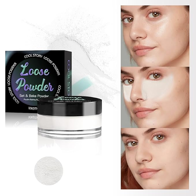 Loose Setting Powder, Bake Makeup Powder Full Coverage Matte Finish (Sugar, 6g/O.21oz)