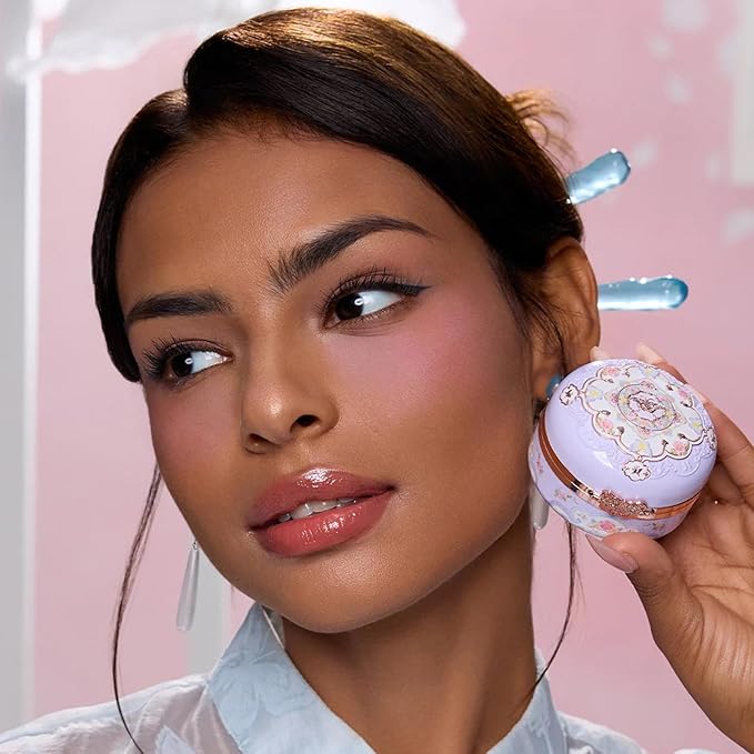 Flower Knows Butterfly Cloud Collar Rouge Box Highlighting & Blush Duo Powder,Purple Matte Finish Blush & Highlighter Palette,Buildable & Blendable Makeup for cheeks(04 Fluttering Romance)