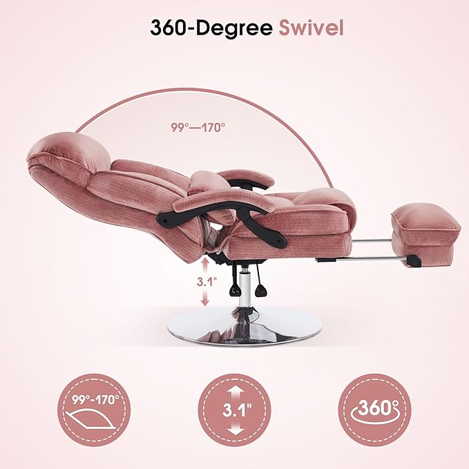 BarberPub Beauty Chair, 360° Rotating Lifting Facial Beauty Spa Chair, Adjustable Tattoo Salon Spa Esthetician Beauty Equipment 3571 (Fabric, Pink)