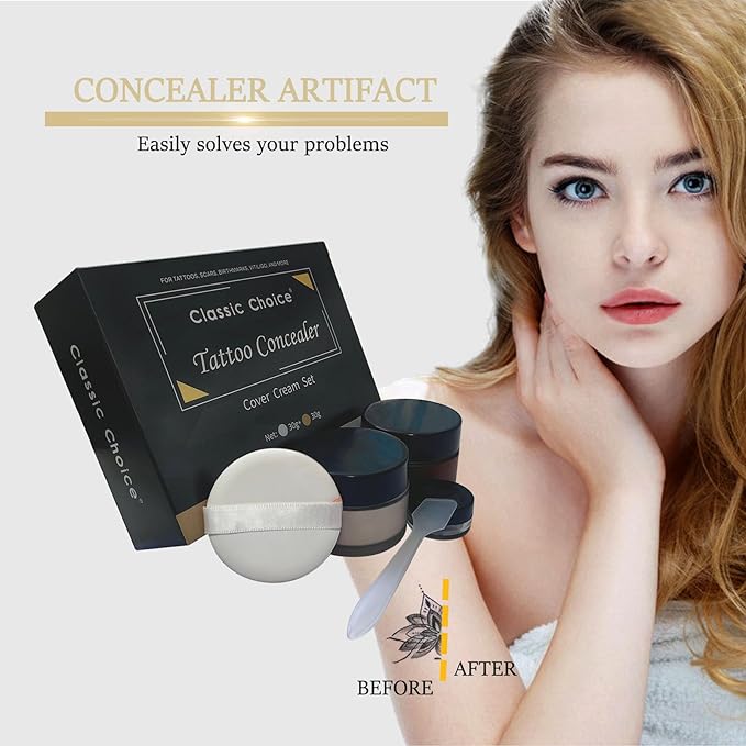 Tattoo Cover Up,Waterproof Invisible Concealer Body Leg Bruise Stretch Scar Dark Spots Vitiligo Skin Makeup Waterproof,Long Lasting Tattoo Cover Up Suitable for Men and Women, 30g x 2