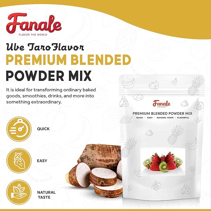 Fanale Premium Ube Taro Bubble Tea Flavoring Powder | Purple Sweet Potato Powder | Perfect for Baking, Smoothies, Desserts and Drinks | Instant Flavoring Powder for Boba Milk Tea - 2 Pounds (Pack of 10)