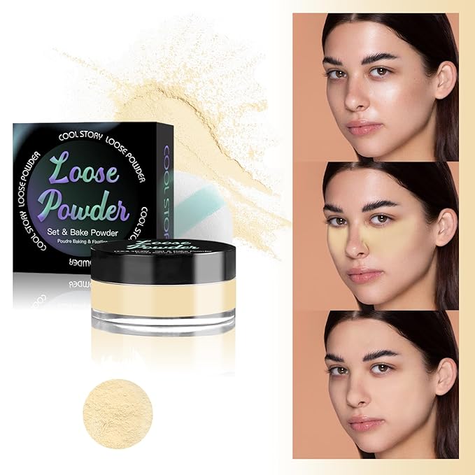 Loose Setting Powder, Bake Makeup Powder Full Coverage Matte Finish (Tan Beige, 6g/O.21oz)