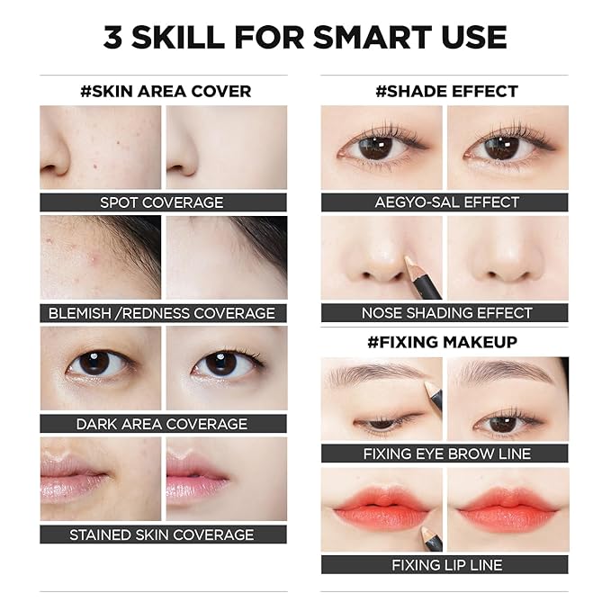 THESAEM Cover Perfection Concealer Pencil – Non Comedogenic spot Eraser - Conceal Blemish,Aging Spot,Acne&Freckle – Multi-Use Under Eye Concealer for Dark Circle,1.4g (1.0 Clear Beige)