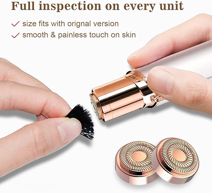 Hair Remover for Face Woman, Electric Face Shaver for Women Chin, Lip, Peach Fuzz with 2 Pc Replacement Heads, USB Rechargable