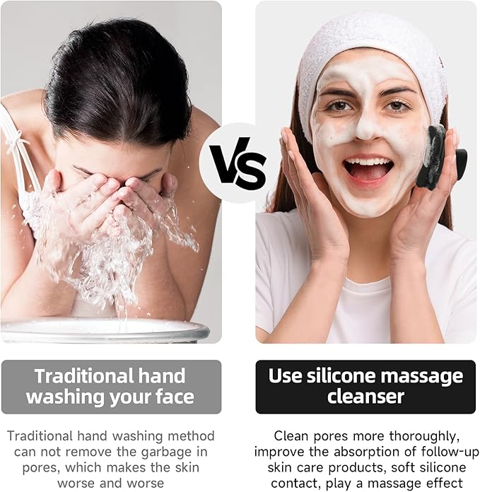 Silicone Face Scrubber for Men, Gentle ExfoliatorPad & Massager, Facial Cleansing/Wash Brush Removes Dead