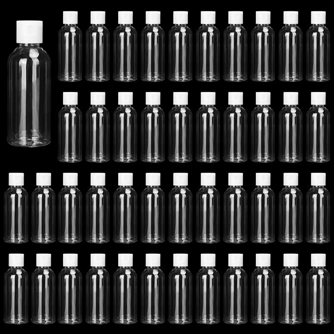 100 Pack 2 oz Plastic Bottles with Caps, Clear Empty Bottles, flip top Bottles for Lotion and Shampoo, Travel-Friendly Bottles, BPA-Free for Liquids and Personal Care