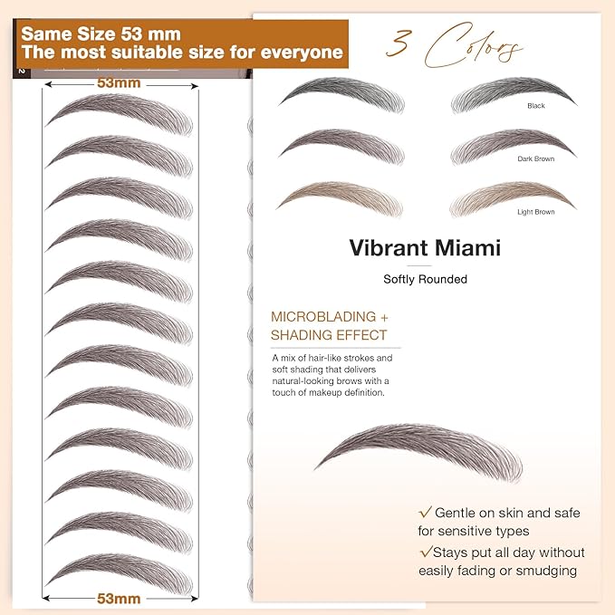 20 Sheets 240 Pairs Eyebrow Tattoo Sticker Waterproof 4D Hair-Like Natural Fake Tattoo Eyebrows Transfers Stickers Peel Off Brows Grooming Shaping Sticker in Vibrant Miami,Dark Brown