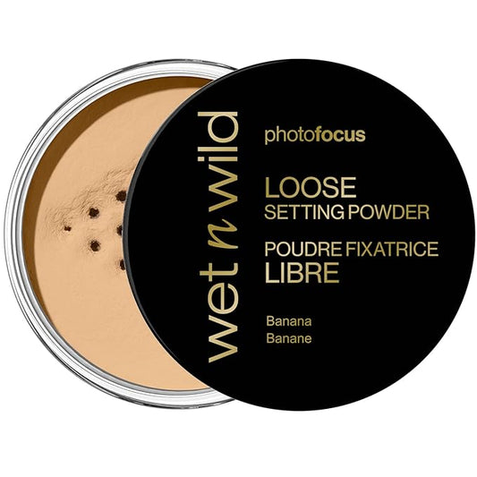 wet n wild Photo Focus Loose Baking Setting Powder, Highlighter Makeup, Suitable for All Skin Tones - Banana