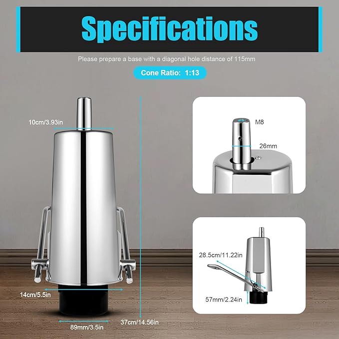 DYNAMI Barber Chair Hydraulic Pump,4 Bolt Salon Chair Replacement Hydraulic Pump,Adjustable Height 4.3in, Load 440Lbs,for Salon Tattoo Stylist Barber Chair(4 Screw Pump)