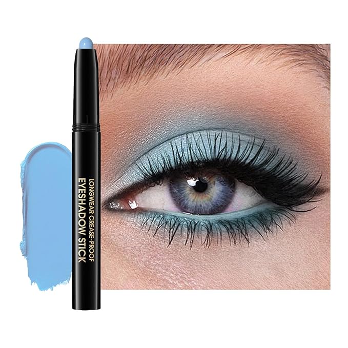 Eyeshadow Stick, Shimmer and Matte Cream Eye Shadow Brightener Sticks Eyeliner Pencil Crayon, Waterproof Long Lasting Eye Highlighter Stick Makeup,0.056 Oz(#10-Cornflower)