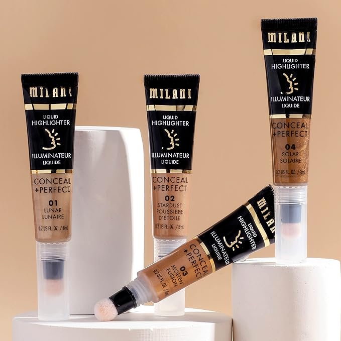 Milani Conceal + Perfect Liquid Highlighter for Added Glow, Face Lift Collection- Stardust