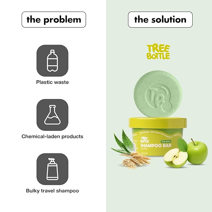Tree Bottle Hydrolyzed Oat Protein + Aloe Vera Shampoo Bar for Kids – Gentle & Nourishing for Sensitive Scalps - Natural, Tear-Free, Sulfate & Paraben-Free - Made in USA - 4.5oz
