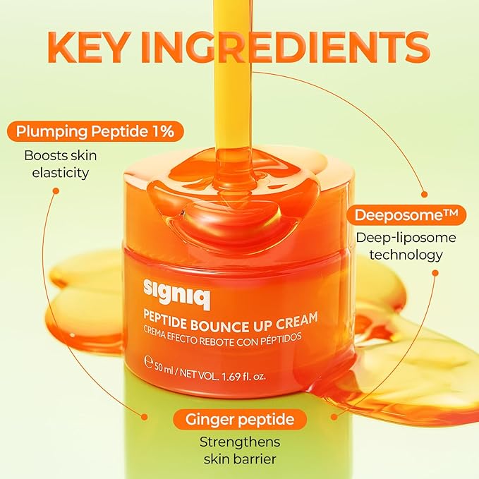 Peptide Bounce Up Cream, Plumping Syrup Formula with 1% Peptide, Hydrating & Firming Face Moisturizer for Dewy and Glow Skin, Korean Skincare (50ml, 1.69 fl.oz.)
