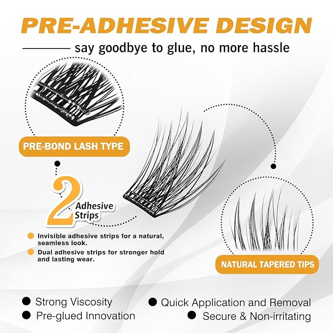 156 PCS Self Adhesive Eyelashes Clusters Kit Lash Clusters DIY Eyelashes Pre Glued No Glue Needed No Remover No residue