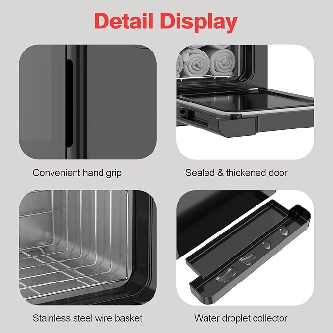 Hot Towel Warmer, 5L Towel Warmer Cabinet, Small Towel Heater with Stainless Steel Rack, Professional Towel Heating Box, Use for Spa, Beauty Salon, Barber, Massage, Gym, Home (Black)