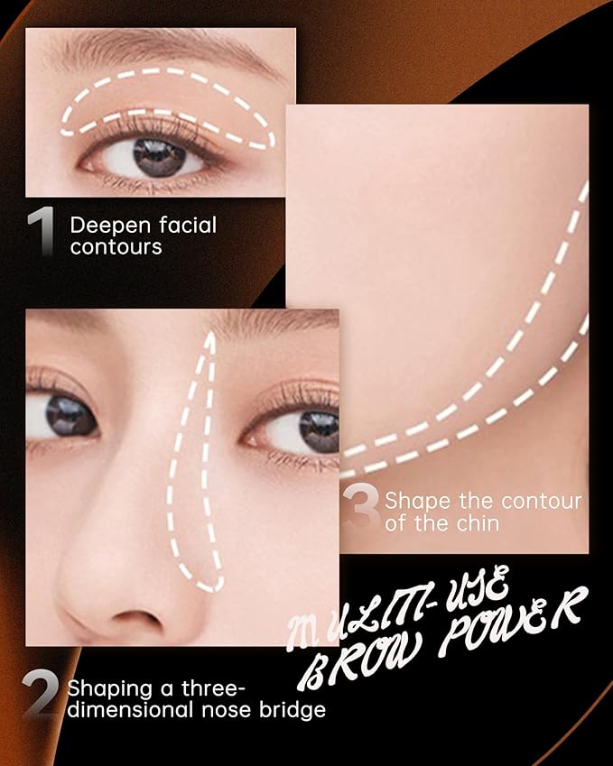 Eyebrow Powder Makeup Kit - Medium Brown+Grey, 2 Color Eye Brow Powder Palette Waterproof Long-Lasting Brow Filler, Lightweight, Easy Blend, Natural Full Look with Brush, maquillaje para cejas-02