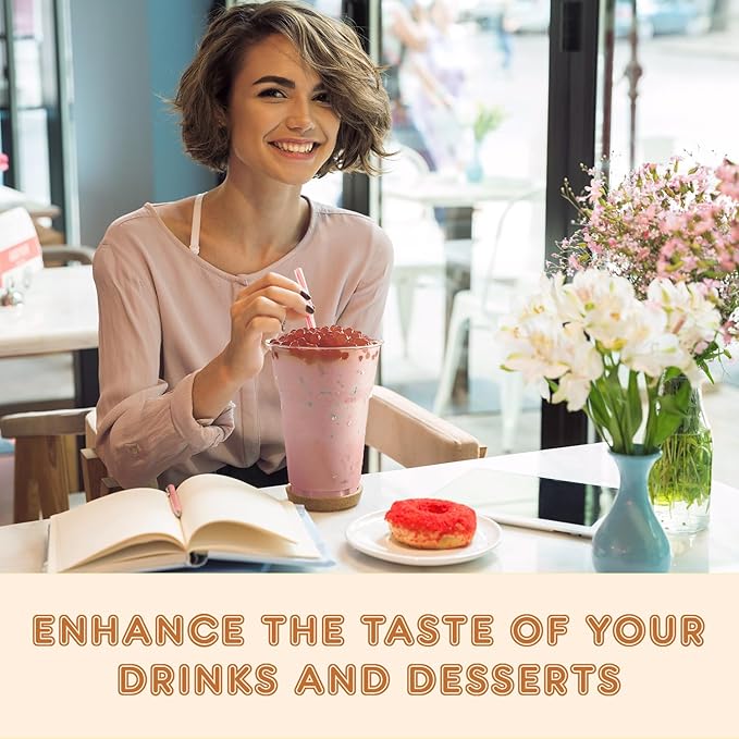 Fanale Raspberry Popping Boba Pearls, Vegan, Non GMO, Gluten Free, Fat Free, Perfect for Bubble Tea, Smoothies, Ice Cream, Desserts, and Beverages.