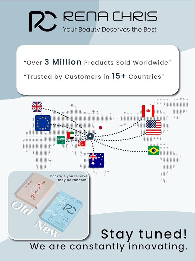 Rena Chris Gua Sha Facial Tools, Stainless Steel Guasha Tool for Acupuncture, Manual Massage Tool for Jawline Sculpting and Puffiness Reducing, Gua Sha Facial Massage Tool, Skin-Care Gift