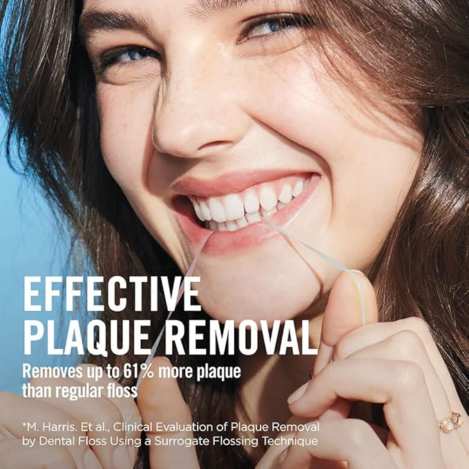 Listerine Cool Mint Interdental Floss | Effective Plaque Removal, Teeth & Gum Protection | Shred-Resistant, Fresh-Breath Feeling, PFAS Free | 55 Yards, 2 Pack