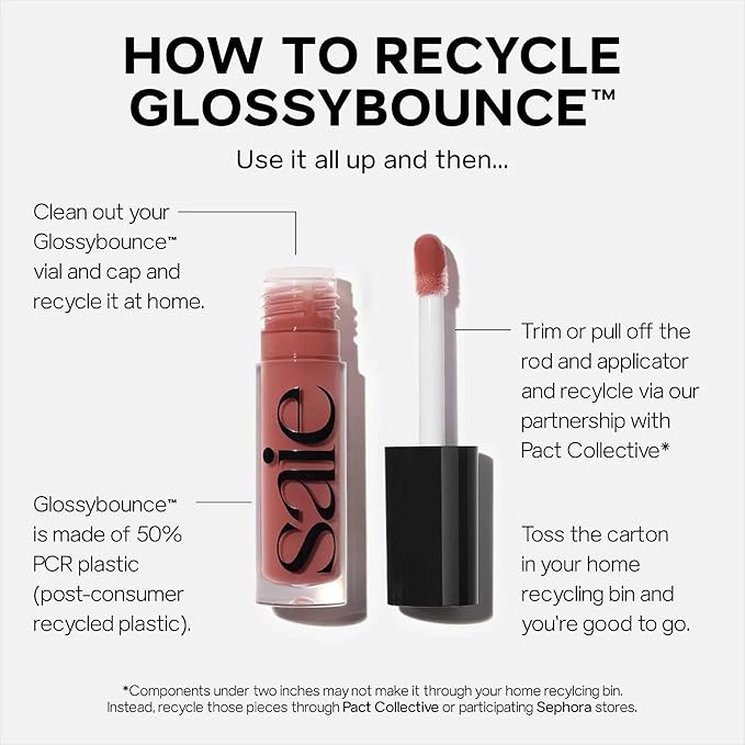 Saie Glossybounce - Hydrating Lip Gloss and Tinted Lip Oil Hybrid with Hyaluronic Acid & Jojoba Oil for Non-Sticky, Ultra-Shiny, Plump & Soft Lips - Everyday Makeup Essential - Bubble (.17 oz)